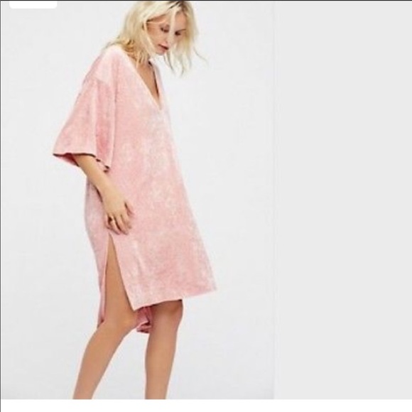 free people velvet oversized tunic dress pink xs - Picture 6 of 6